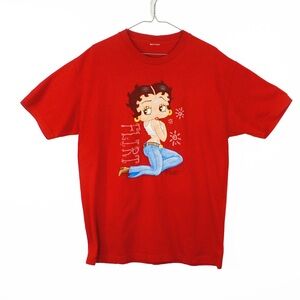 Vintage 2000s Y2K Retro Betty Boop Cartoon Flirt Red Shirt